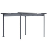 Outsunny 3.5M X 3.5M Metal Pergola Gazebo Awning Retractable Canopy Outdoor Garden Sun Shade Shelter Marquee Party BBQ, Grey | Aosom UK