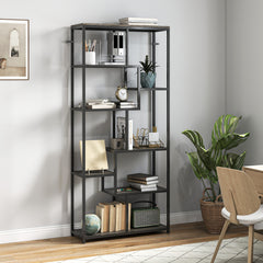 Kozy - Seven-Tier Geometric Bookcase - Grey/Black