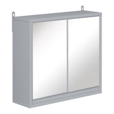 Kozy Wall Mounted Mirror Cabinet with Storage Shelf Bathroom Cupboard Double Door Grey