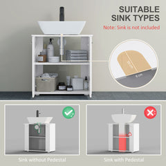 Kozy Under Sink Cabinet, Bathroom Vanity Unit, Pedestal Under Sink Design, Storage Cupboard with Adjustable Shelf, High Gloss, White