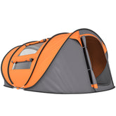 Kozy 4 Person Pop-up Camping Tent Family Tent with Ground Sheet, 4 Windows and Portable Carry Bag for Beach Outdoor Trip, Orange