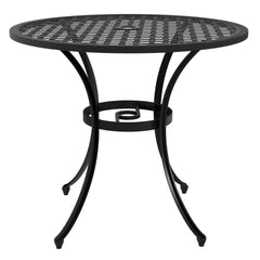 Outsunny Bistro Table, Cast Aluminium with Umbrella Hole, 85cm Round, for Balcony, Poolside, Black | Aosom UK