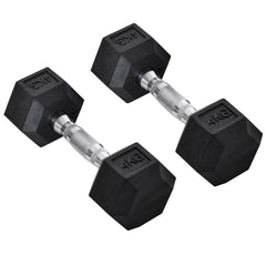 HOMCOM Hexagonal Dumbbell Set: 2x4kg Rubber Weights for Home Gym, Weight Lifting Exercise | Aosom UK