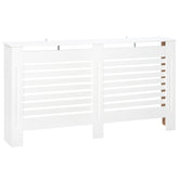 Kozy Radiator Cover, Modern MDF White Painted Cabinet with Horizontal Slats for Living Room, Bedroom, 172L x 19W x 81H cm