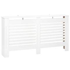 Kozy Radiator Cover, Modern MDF White Painted Cabinet with Horizontal Slats for Living Room, Bedroom, 172L x 19W x 81H cm