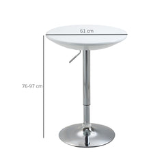 Kozy Modern Round Bar Table Adjustable Height Home Pub Bistro Desk Swivel Painted Top with Silver Steel Leg and Base, White