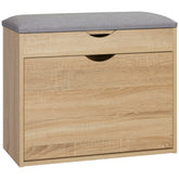 Kozy Shoe Bench with Cushion for 4 Pair of Shoes, Storage Bench with Padded Seat, Flip-up Cabinet and Hidden Space for Entryway, Natural