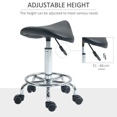 Kozy Salon Saddle Stool, Rolling Saddle Chair for Massage, Spa, Clinic, Beauty, Hairdressing and Tattoo, Black