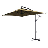 Outsunny Waterproof Cantilever Parasol: Crank-Operated, 6 Ribs, Cross Base, Rectangular Banana Hanging Umbrella, 3x2m, Brown | Aosom UK