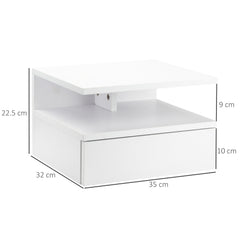 Kozy Set of Two Floating Bedside Tables - White