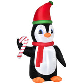Kozy 8ft Inflatable Christmas Penguin Holding Candy Cane Blow Up Outdoor Decoration with LED Lights for Holiday