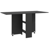 Kozy Folding Dining Table, Drop Leaf Table with 2-Tier Shelves, Rolling Casters, for Small Spaces, Kitchen, Cement Grey
