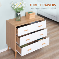 Kozy Chest of Drawers with 3 Drawers, Bedroom Cabinet, Storage Organizer for Living Room, White and Natural