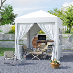Kozy 2 x 2 m Garden Pop Up Gazebo, Wedding Party Tent Marquee, Water Resistant Awning Canopy with Sidewalls, Windows, Carry Bag, White