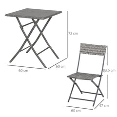 Kozy 2-Seater Chair Bistro Set Garden Patio Table & Chair Black Rattan Furniture Grey