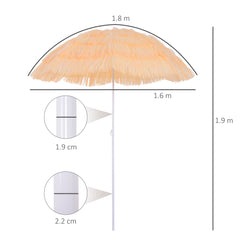 Outsunny Waterproof Patio Garden Hawaii Beach Sun Umbrella Sunshade Hawaiian Folding Tilting Crank Parasol (Wheat) | Aosom UK