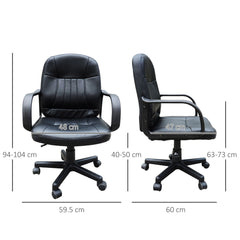 HOMCOM Swivel Executive Office Chair, PU Leather Computer Desk Chair, Gaming Seater, Home Office Chair, Ergonomic Design, Black | Aosom UK