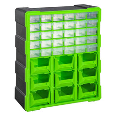 Kozy Plastic 39 Drawer Parts Organiser Wall Mount Storage Cabinet Garage Small Nuts Bolts Tool Clear