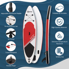 Kozy Inflatable Stand Up Paddle Board, 10' x 30" x 6", Non-Slip SUP, with ISUP Accessories, Hand Pump, 3 Fins, Adj Paddle for Youth Adult Beginners/Experts - White