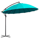 Outsunny Waterproof 3(m) Cantilever Shanghai Parasol Garden Hanging Banana Sun Umbrella w/ Crank Handle, 18 Sturdy Ribs & Cross Base | Aosom UK