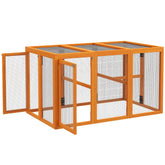 PawHut Fire Wooden Chicken House, Chicken Coop with Combinable Design & Steel Wire, 80 x 140 x 84.5cm,for 1-3 Chickens, Orange | Aosom UK