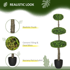 HOMCOM Set of 2 Artificial Plants Boxwood Ball Topiary Trees 110cm Decorative Faux Plants in Pot for Home Indoor Outdoor Green
