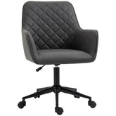 Kozy Office Desk Chair, Leather-Feel Fabric Computer Swivel Chair with Rolling Wheels and Adjustable Height for Home, Grey
