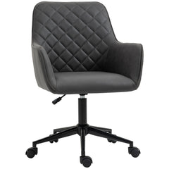 Kozy Office Desk Chair, Leather-Feel Fabric Computer Swivel Chair with Rolling Wheels and Adjustable Height for Home, Grey