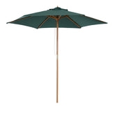 Outsunny Wooden Parasol: 2.5m UV-Protective Garden Umbrella with Pulley System, Dark Green | Aosom UK