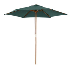 Outsunny Wooden Parasol: 2.5m UV-Protective Garden Umbrella with Pulley System, Dark Green | Aosom UK