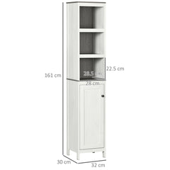 Kozy Tall Bathroom Storage Cabinet, Freestanding Tower Cabinet with 3 Open Shelves and Adjustable Shelf, Antique White