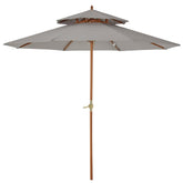 Outsunny Waterproof Wooden Garden Parasol: Double-Tier 2.7m Patio Sunshade, Outdoor Canopy in Stylish Grey | Aosom UK