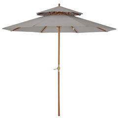 Outsunny Waterproof Wooden Garden Parasol: Double-Tier 2.7m Patio Sunshade, Outdoor Canopy in Stylish Grey | Aosom UK