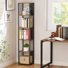 Kozy - 5-Tier Bookshelf with Steel Frame - Rustic Brown