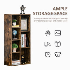 HOMCOM Bookcase Industrial Bookshelf Free Standing Display Cabinet Cube Storage Unit for Home Office Living Room Study Rustic Brown | Aosom UK