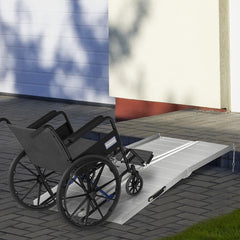 HOMCOM Folding Wheelchair Ramp, Textured Aluminum, 183x72 cm, Portable Threshold Ramp for Scooter & Steps, Silver. | Aosom UK