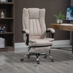 Kozy Home Office Chair Microfibre Desk Chair with Reclining Function Armrests Swivel Wheels Footrest Beige