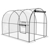 Outsunny Polytunnel Greenhouse Walk-in Grow House with Plasric Cover, Door, Mesh Window and Steel Frame, 3 x 2 x 2m, Clear | Aosom UK