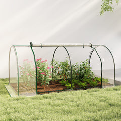 Kozy Mini Greenhouse, Small Polytunnel Green House with Zipped Doors, Steel Frame for Garden Patio, 250 x 100 x 80cm, Clear
