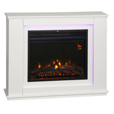 Kozy Electric Fireplace with Surround, 32" 2000W Inset Electric Fire and Mantel Reach up to 30 m² with 12 Colours Realistic Flame Effect & 5 Brightness, Remote & Timer for Living Room, White