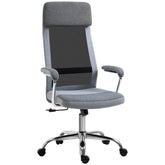 Kozy Office Chair, Ergonomic Desk Chair, High Back Computer Chair with Adjustable Height, Swivel Rolling Wheels, Mesh Back and Linen-Feel Fabric Seat for Home and Study, Grey