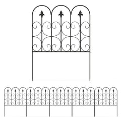 Outsunny Decorative Garden Fencing, 5PCs Outdoor Picket Fence Panels, Rustproof Metal Wire Landscape Flower Bed Border Animal Barrier | Aosom UK