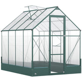 Kozy 6x8 FT Polycarbonate Greenhouse with Base and Raised Bed, Walk-in Greenhouse with Aluminium Frame, Temperature Controlled Window, Foundation for Plants, Flowers, Vegetable