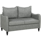 Kozy - Faux Leather Marble-Effect Two-Seater Sofa - Grey