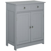 Kozy 75x60cm Freestanding Bathroom Storage Cabinet Unit w/ 2 Drawers Cupboard Adjustable Shelf Metal Handles Traditional Style Grey