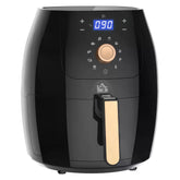 HOMCOM Air Fryer Deluxe: Digital 1700W 5.5L Rapid Air Circulation, Adjustable Temp, 60 Min Timer, Oil-Free Cooking, Black | Aosom UK