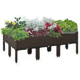 Kozy Set of 6 26L Garden Raised Bed Elevated Patio Flower Plant Planter Box PP Vegetables Planting Container, Brown