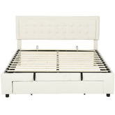 Kozy - King Size Ottoman Bed Frame, with Front Drawer - Cream
