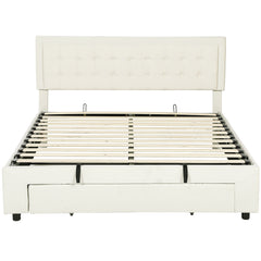 Kozy - King Size Ottoman Bed Frame, with Front Drawer - Cream