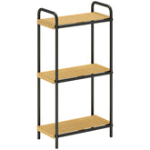 Kozy - 3-Tier Bamboo Bathroom Storage Shelf, Freestanding Narrow Shelving Unit with Slatted Shelves for Kitchen Bathroom Living Room, 41.5 x 21.5 x 77.5 cm, Natural and Black